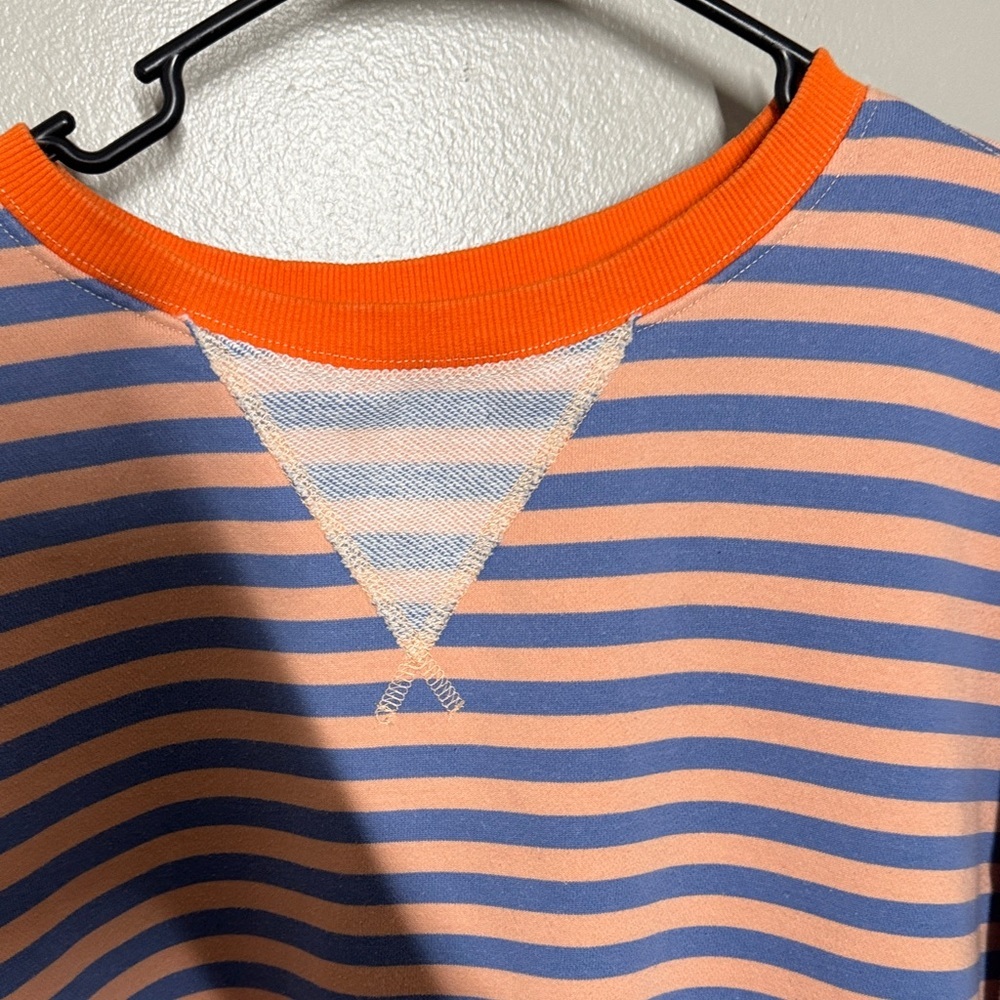 Amazon Peach and Blue Striped Crewneck with Orange Trim - Picture 3 of 4